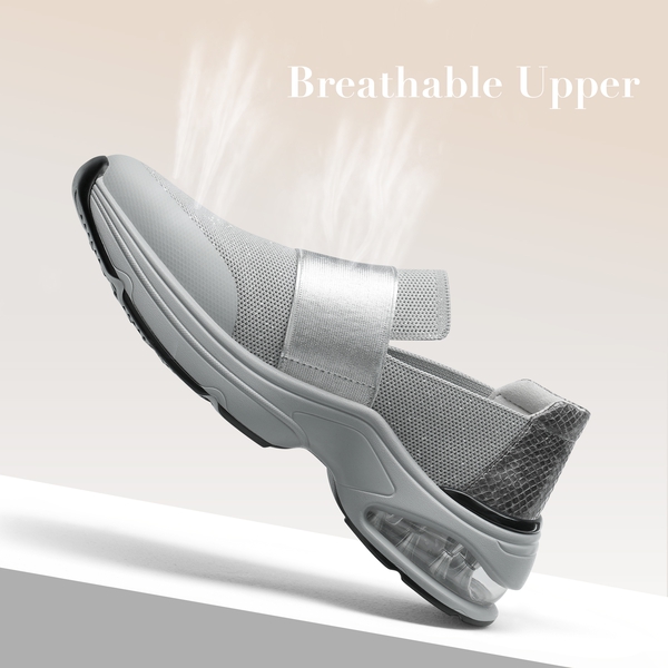 Slip-on Knitted Air Cushion Sneakers - GREY - 4